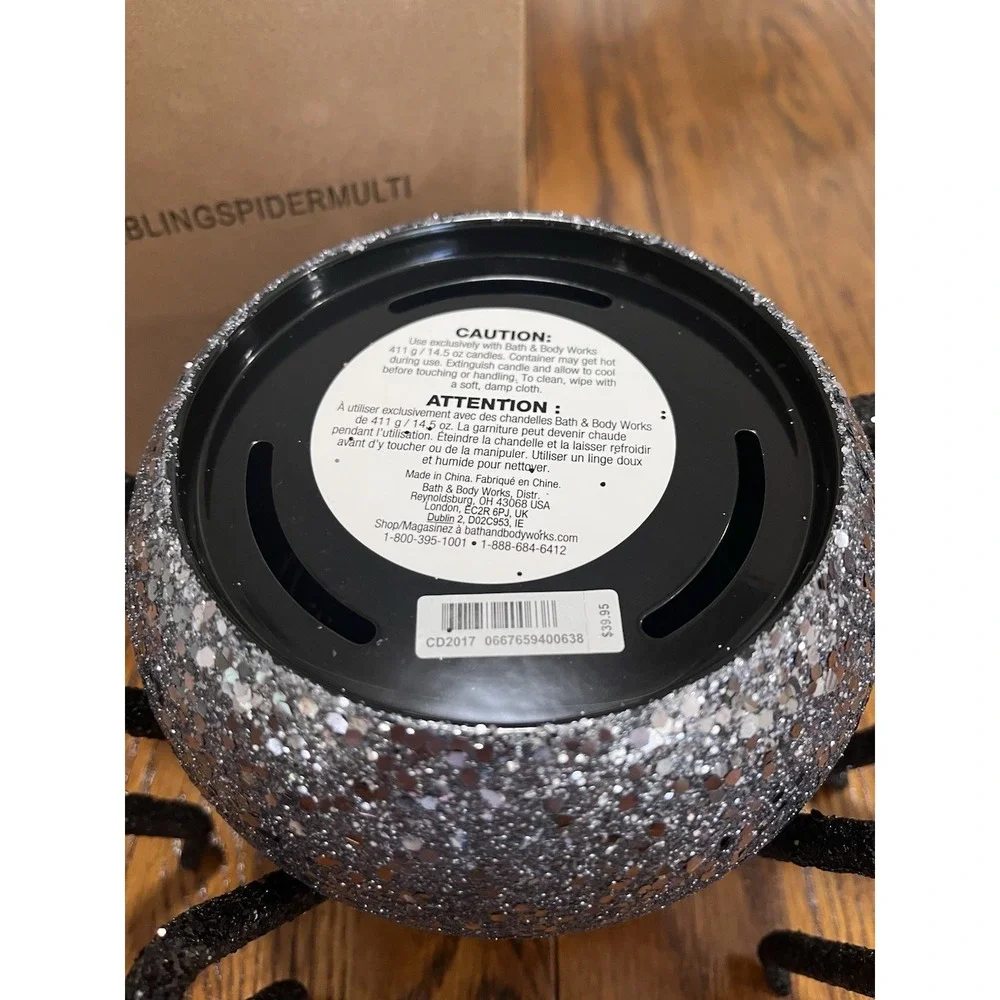 New Bath & Body Works Halloween 2025 Bling Spider 3-Wick Candle Holder